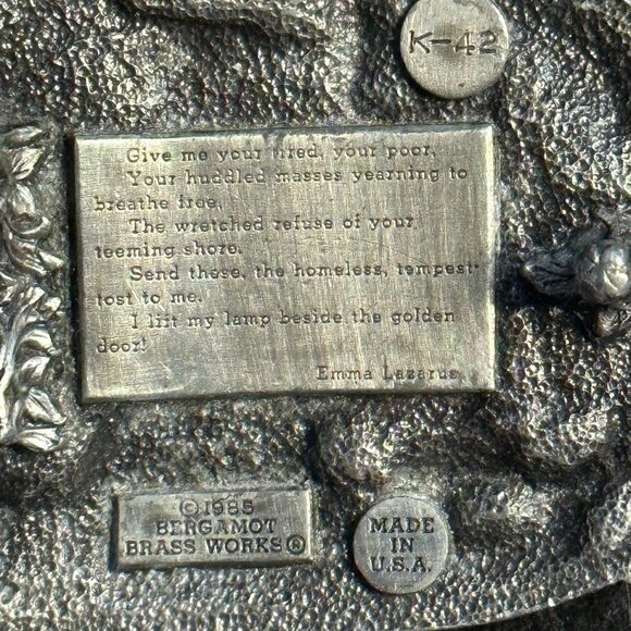 Bergamot Brass Works Lady Liberty USA Belt Buckle Vintage Collectible - Picture 3 of 3